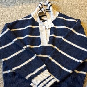 Nautica Men's Navy and White Turtleneck Sweater